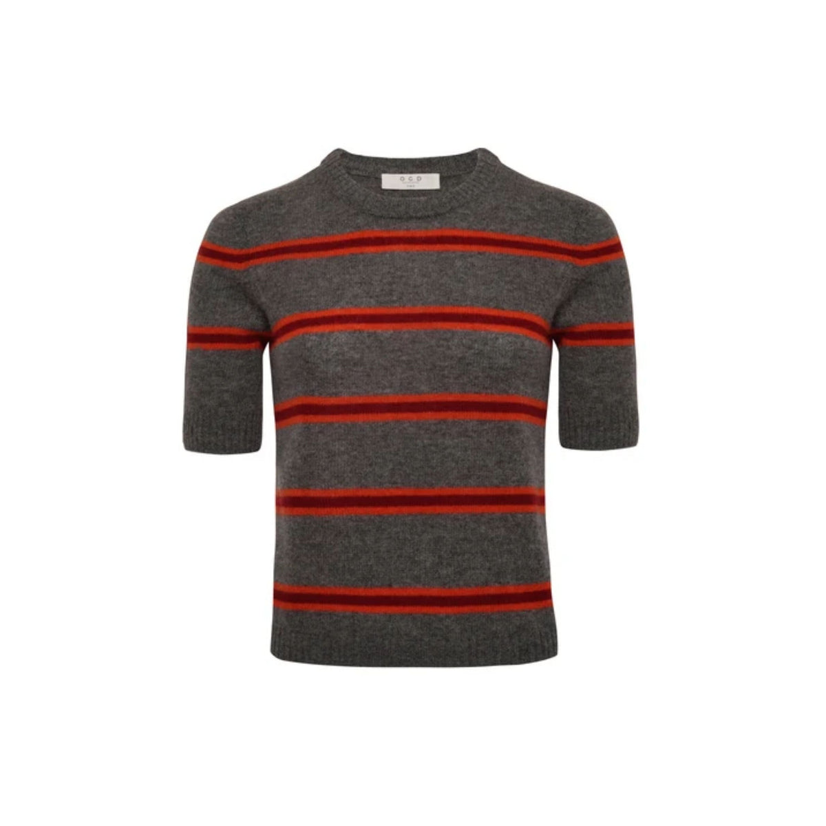 Nara Cashmere Tee - Currant Stripe