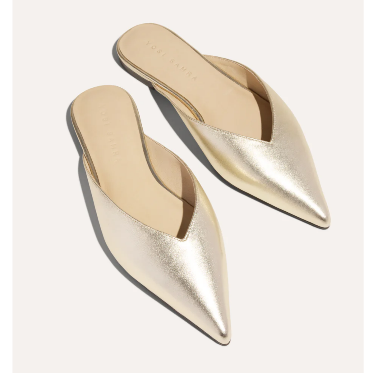 Nera Flat - Gold Metallic Leather
