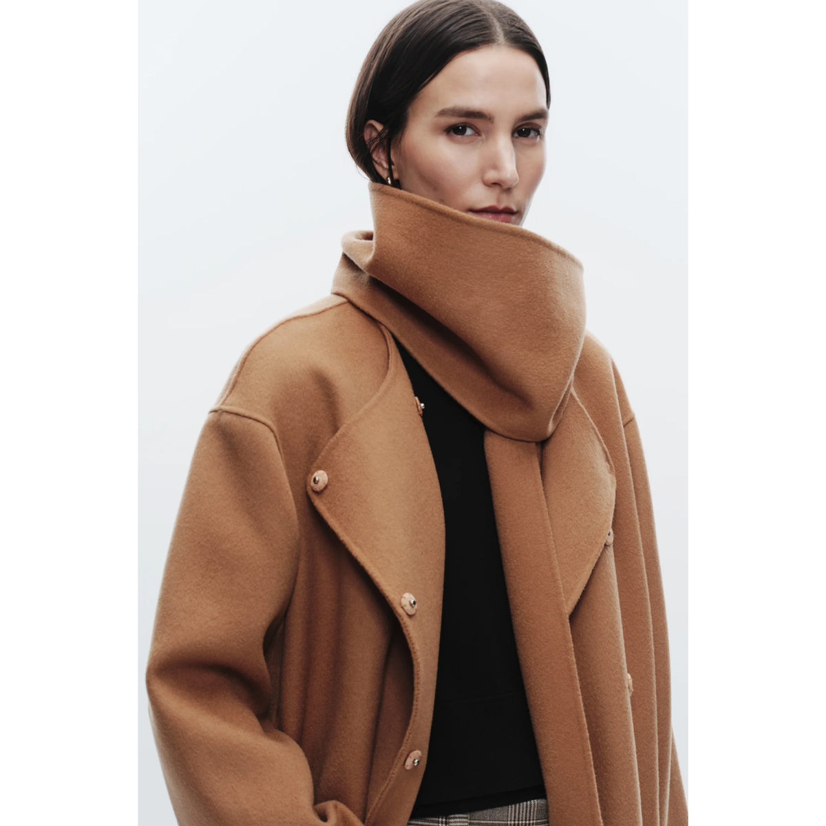 Orla Wool Scarf Coat - Camel