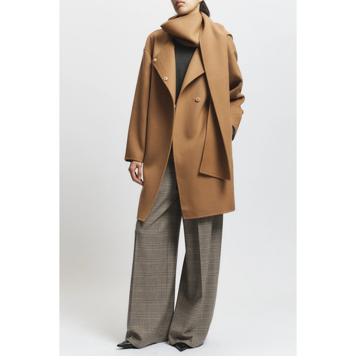 Orla Wool Scarf Coat - Camel