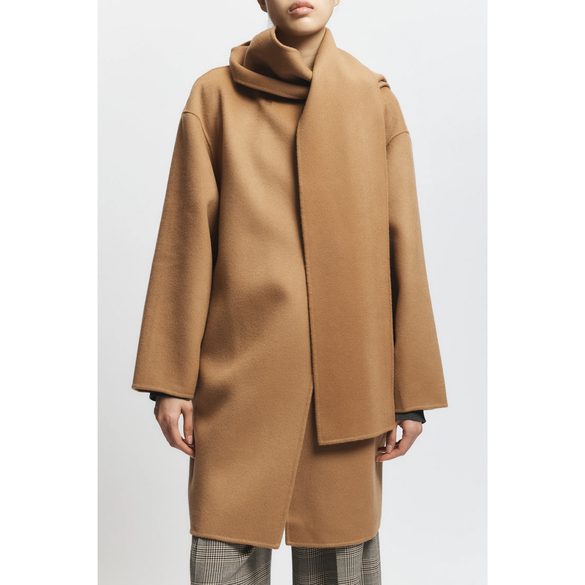 Orla Wool Scarf Coat - Camel