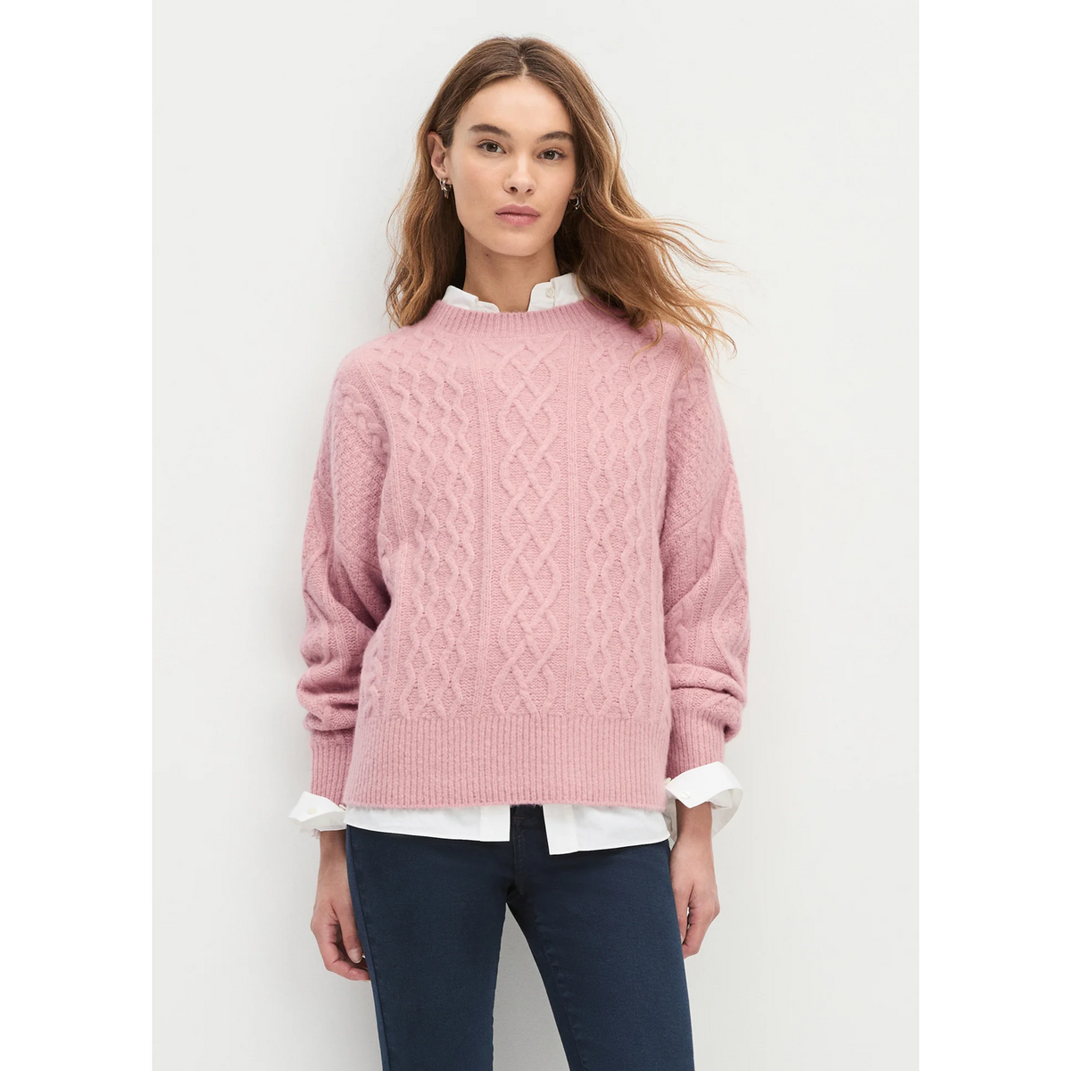 Oversized Cable Sweater - Whimsical Rose