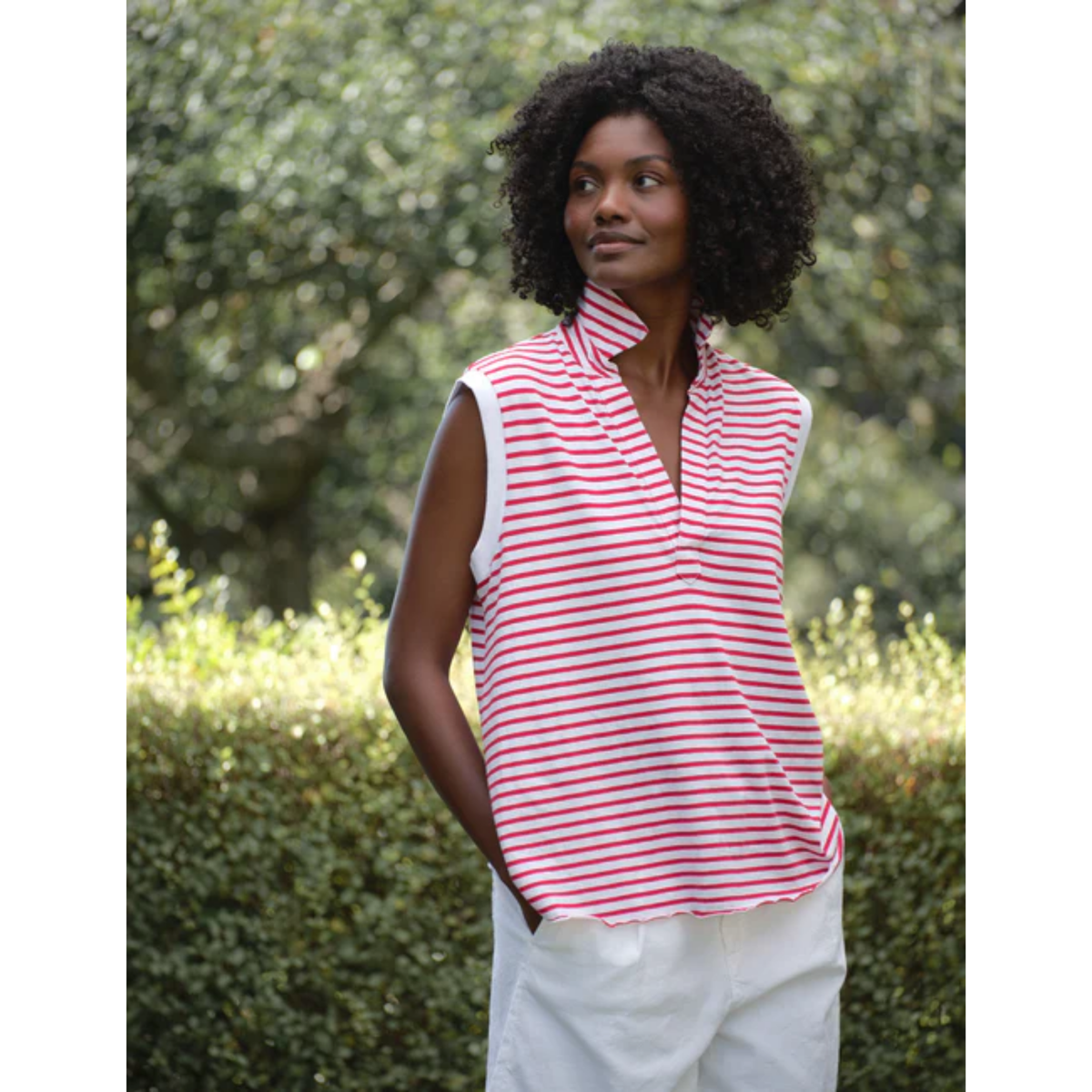 Olivia Popover Henley Tank - Sailor Stripe