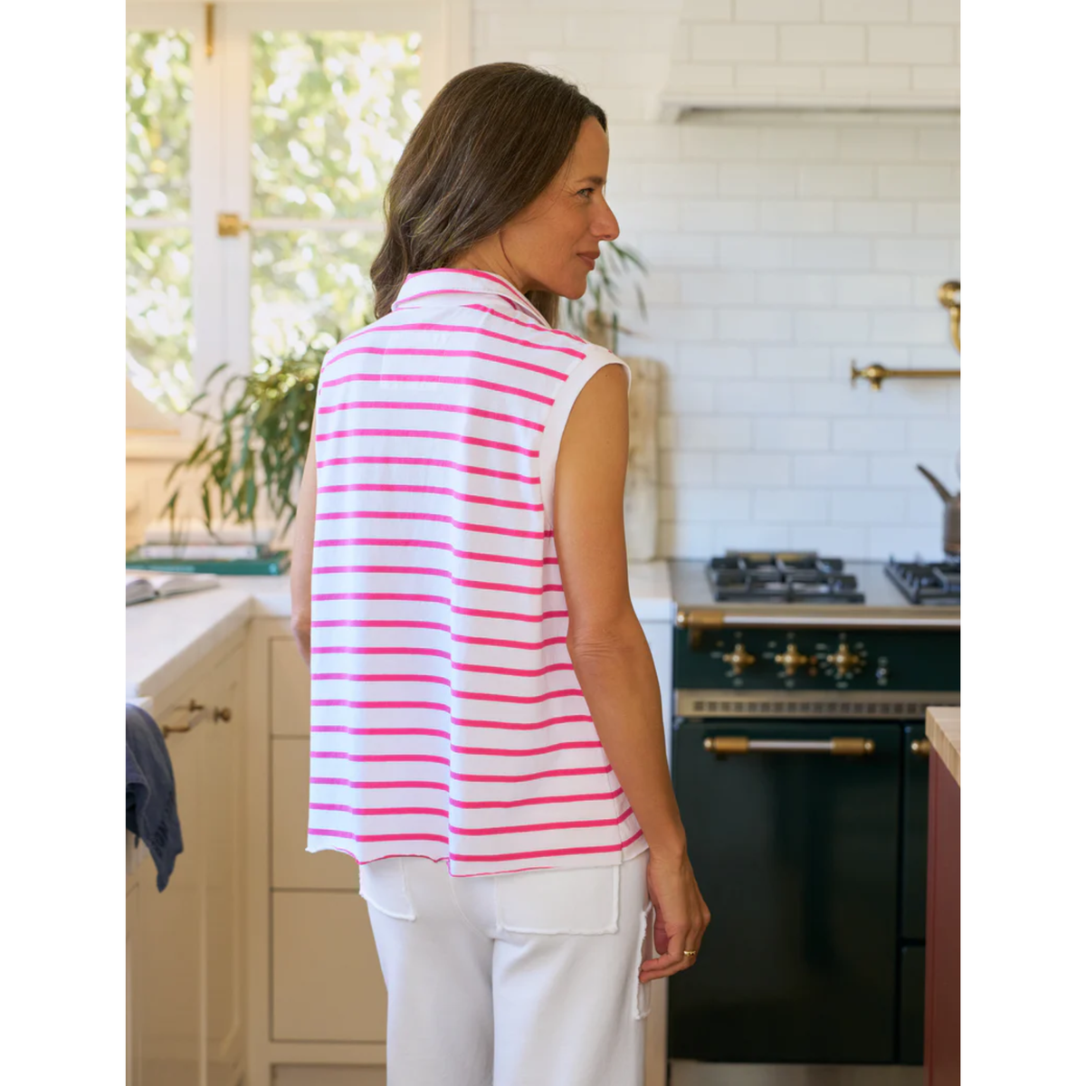 Olivia Popover Tank - Lotus Stripe