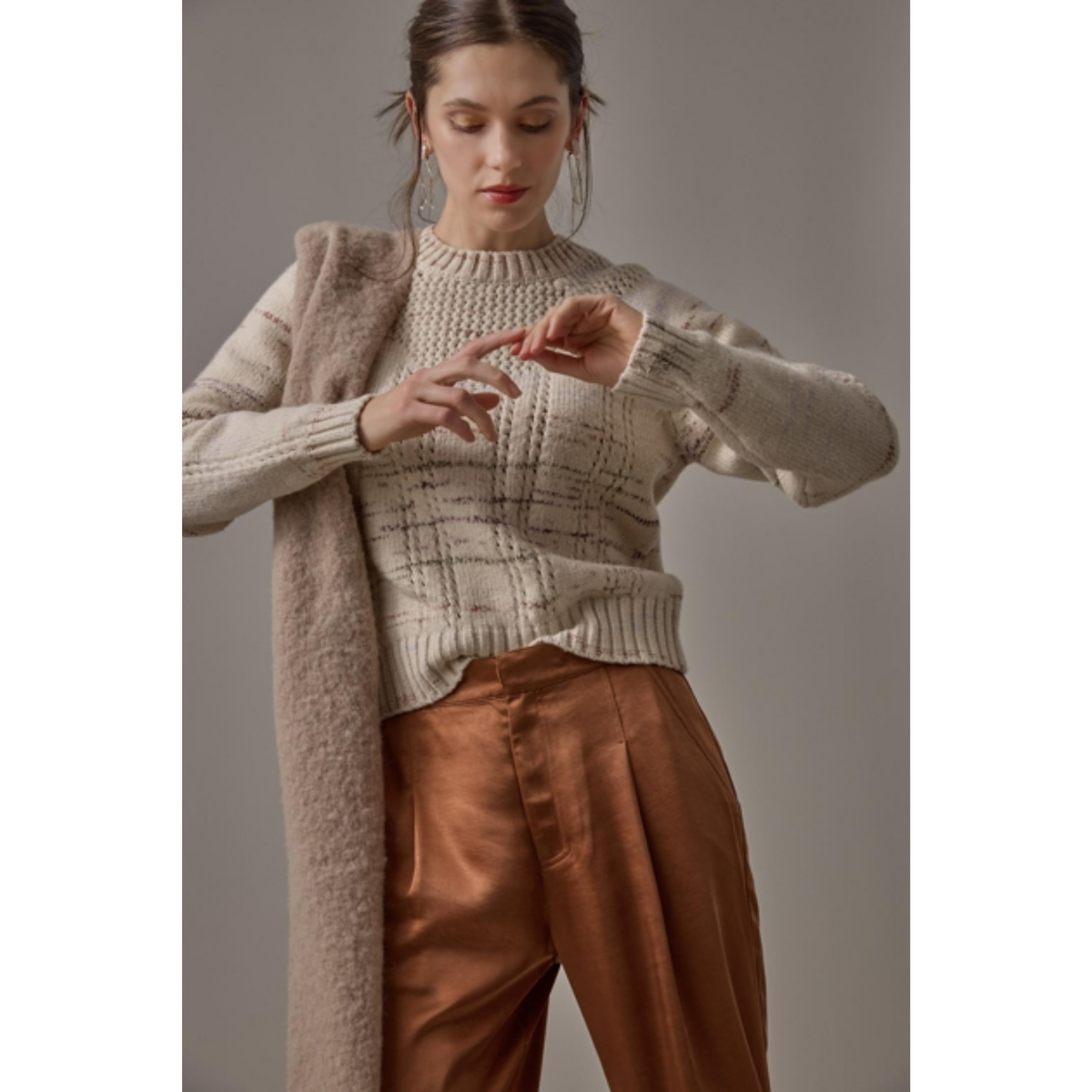 Open Stitch Crewneck Sweater