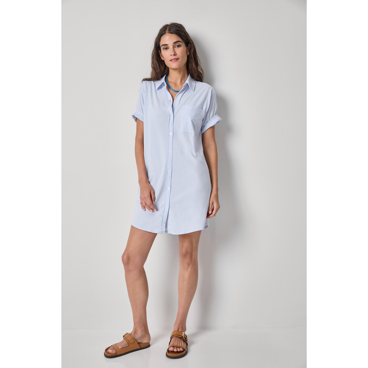 Organic Easy Shirt Dress - Hydrangea
