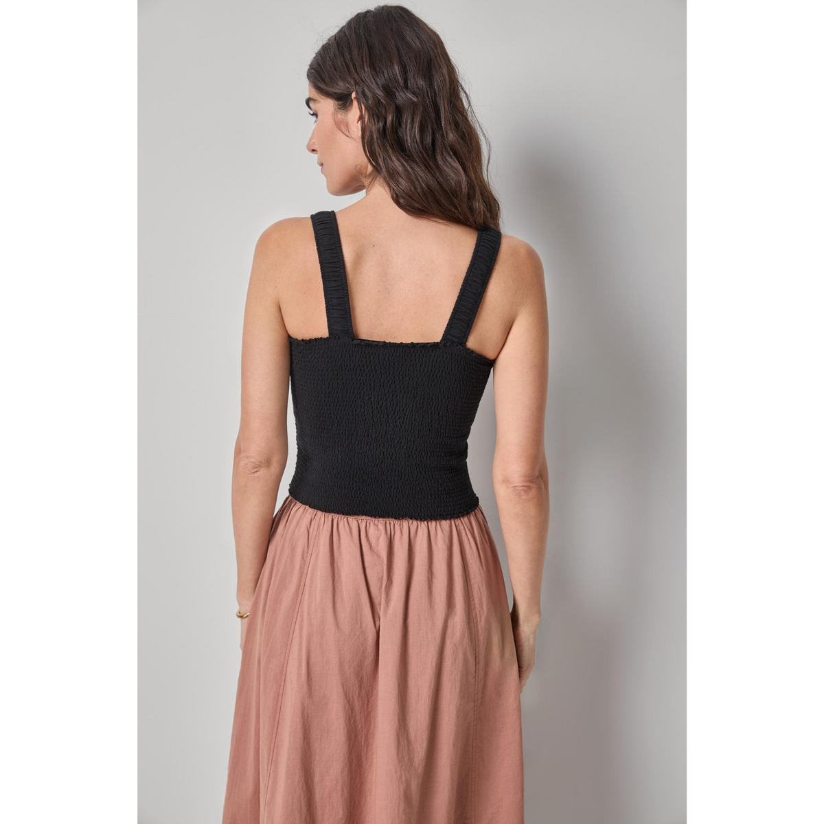 Organic Smocked Tank - Black