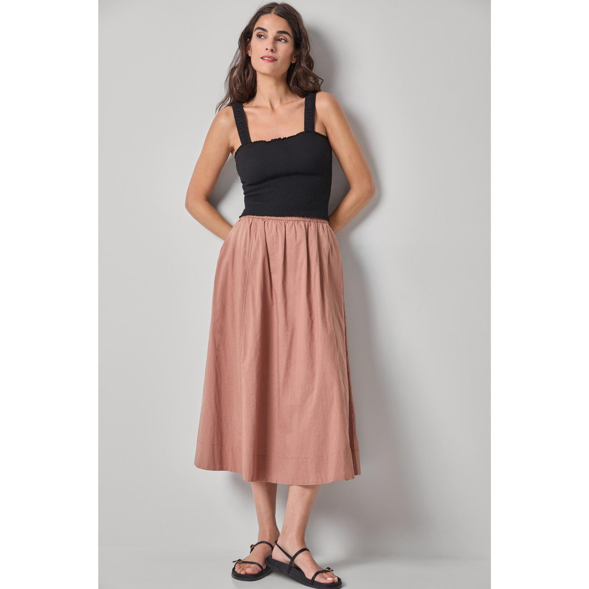 Organic Smocked Tank - Black