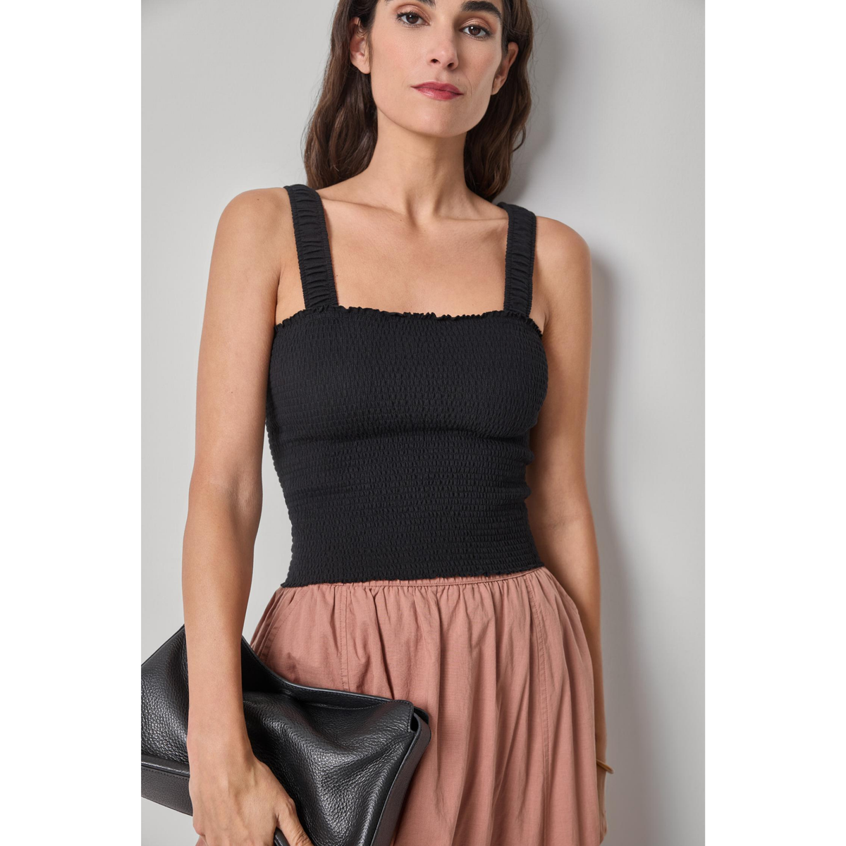 Organic Smocked Tank - Black