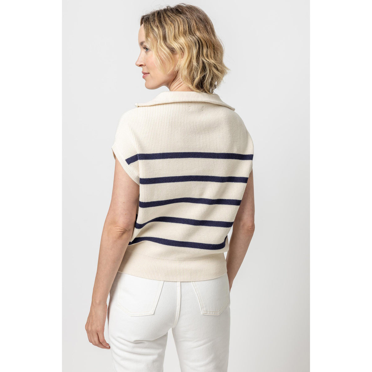Half Zip Striped Sweater