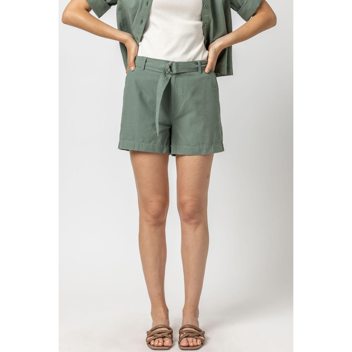 Belted Canvas Shorts