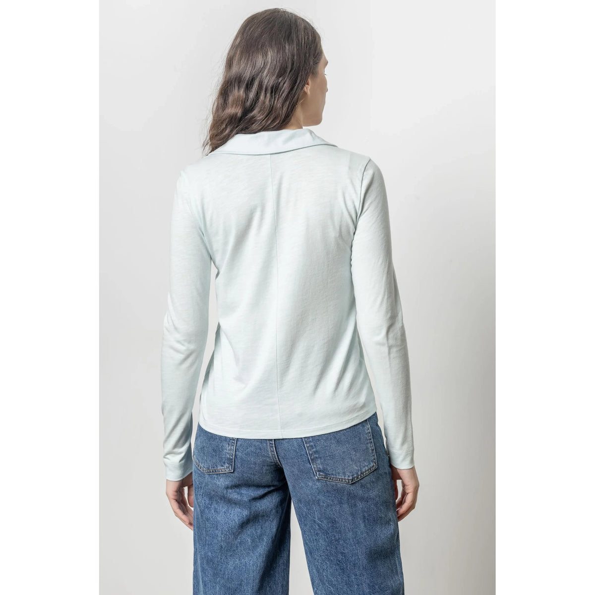 Long Sleeve Collared V-Neck