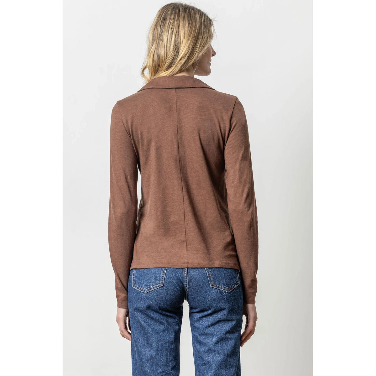 Long Sleeve Collared V-Neck