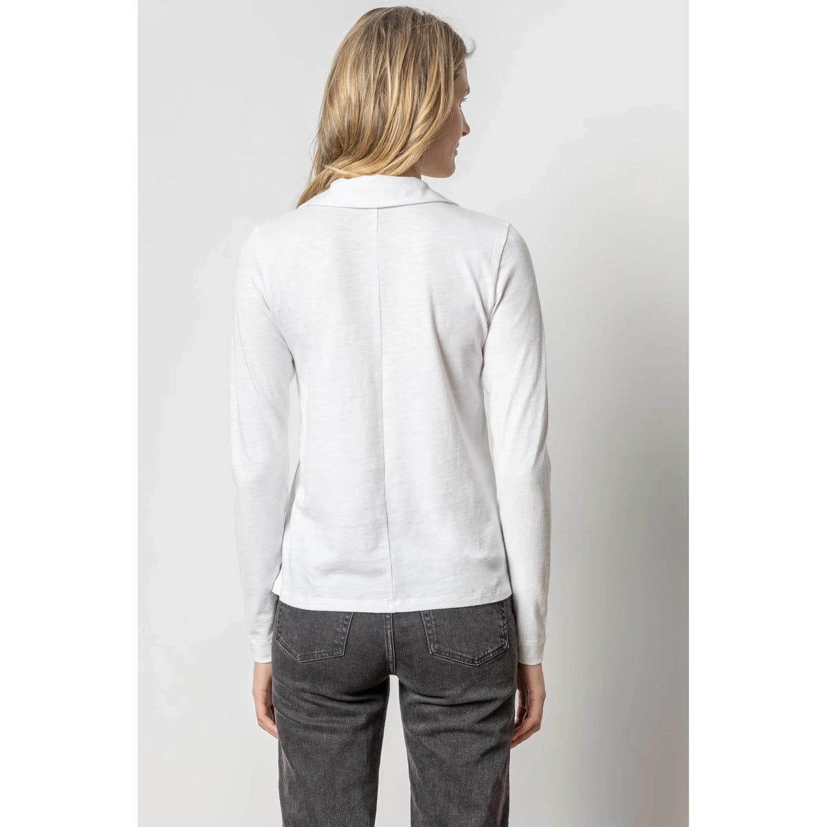 Long Sleeve Collared V-Neck