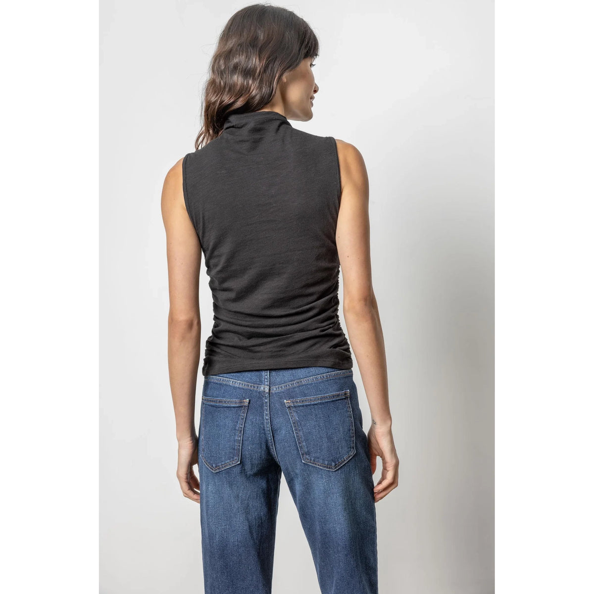 Shirred Mock Neck Tank