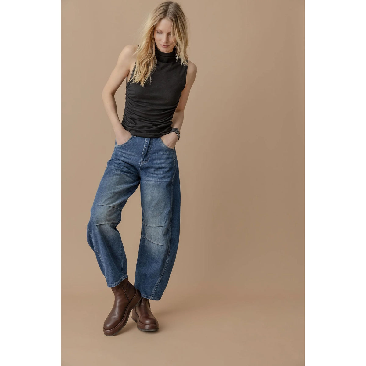 Shirred Mock Neck Tank