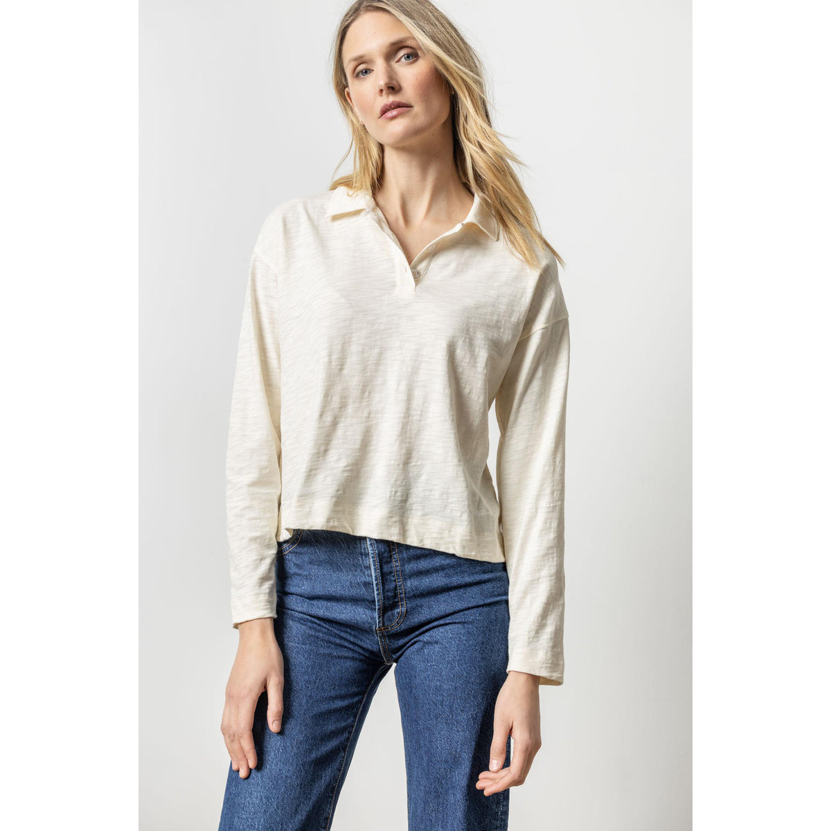 Long Sleeve Drop Shoulder Polo