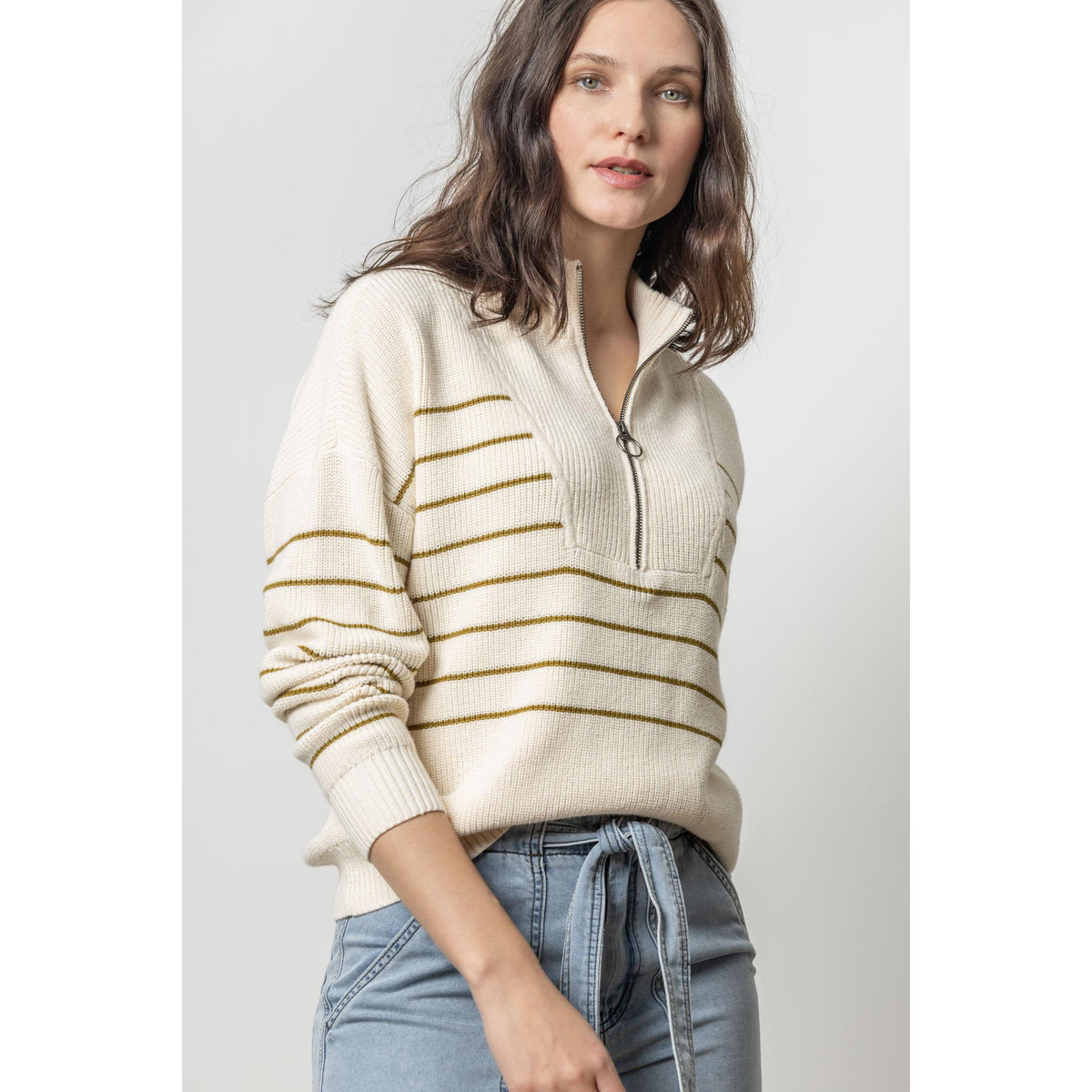 Striped Zip Front Sweater