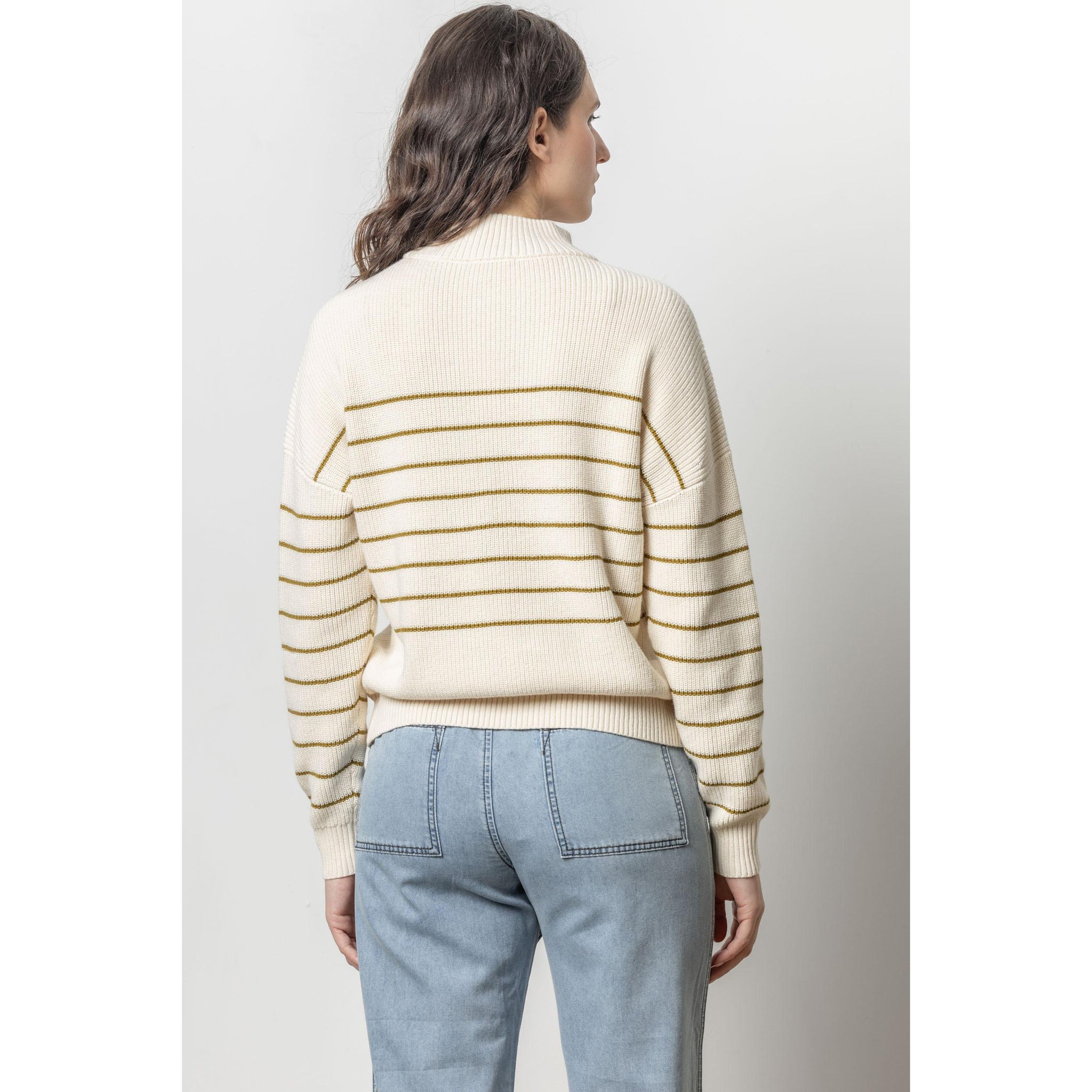 Striped Zip Front Sweater - Main Image
