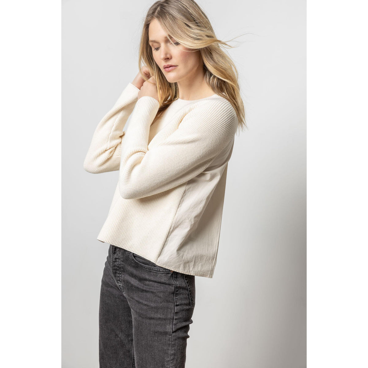 Mixed Media Raglan Sweater