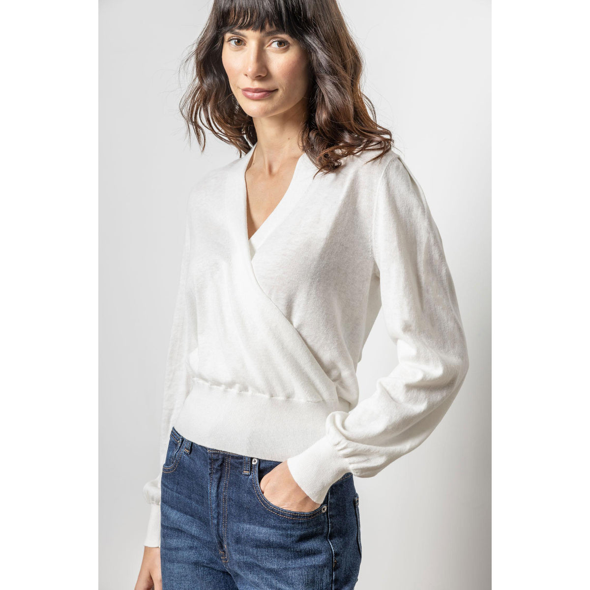 Long Sleeve Surplice Sweater