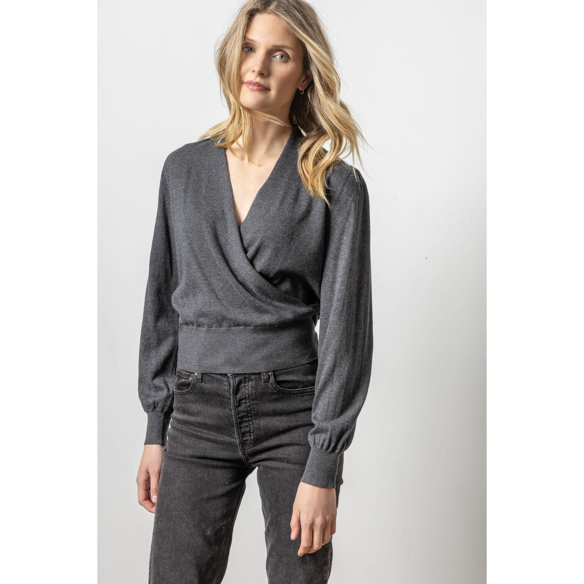 Long Sleeve Surplice Sweater