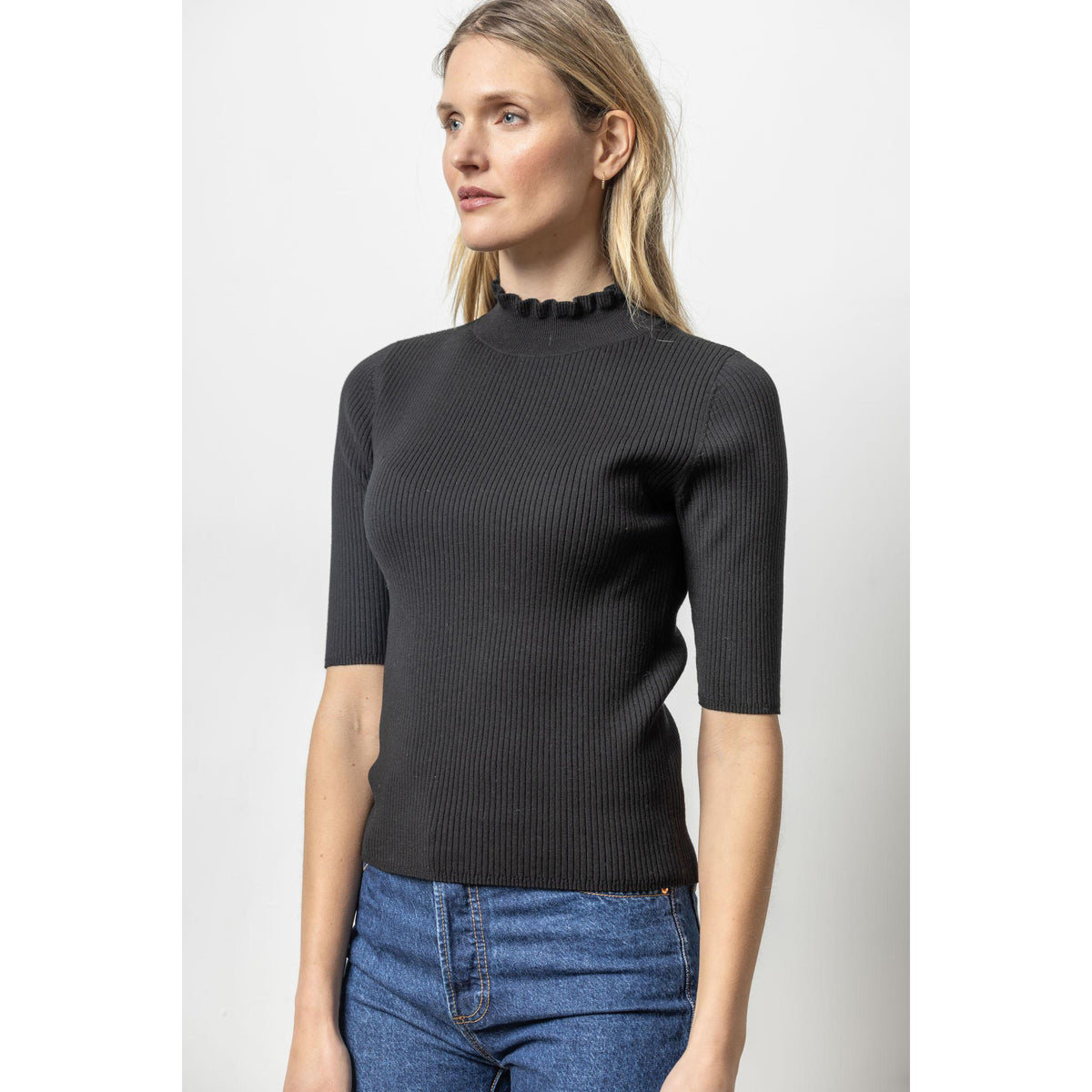 Ruffle Mock Neck Sweater