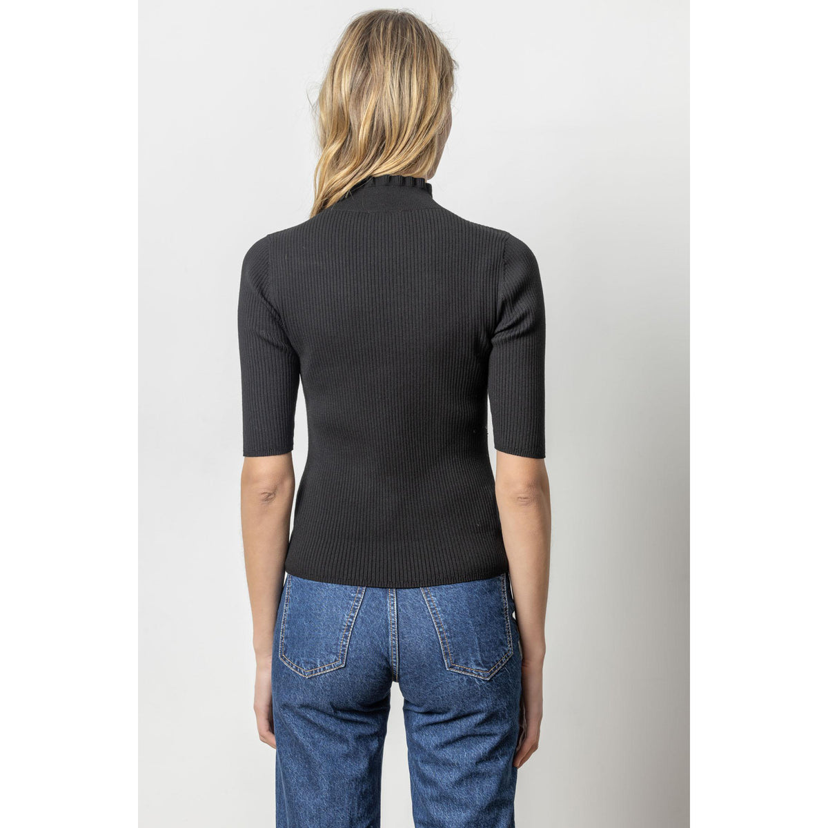 Ruffle Mock Neck Sweater