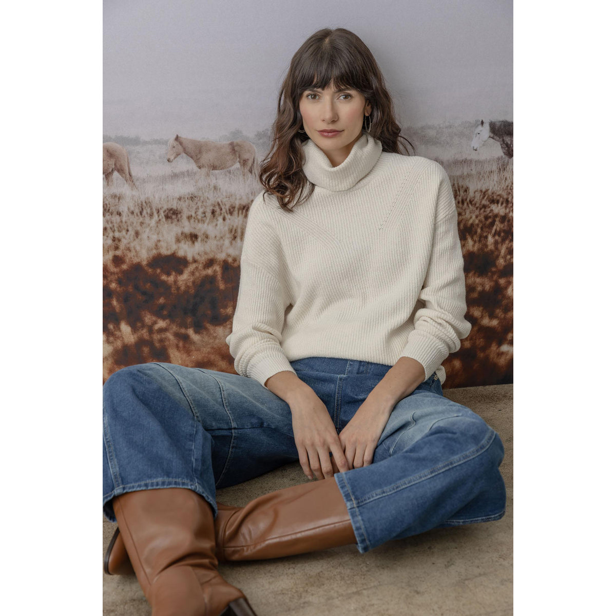 Relaxed Rib Turtleneck Sweater