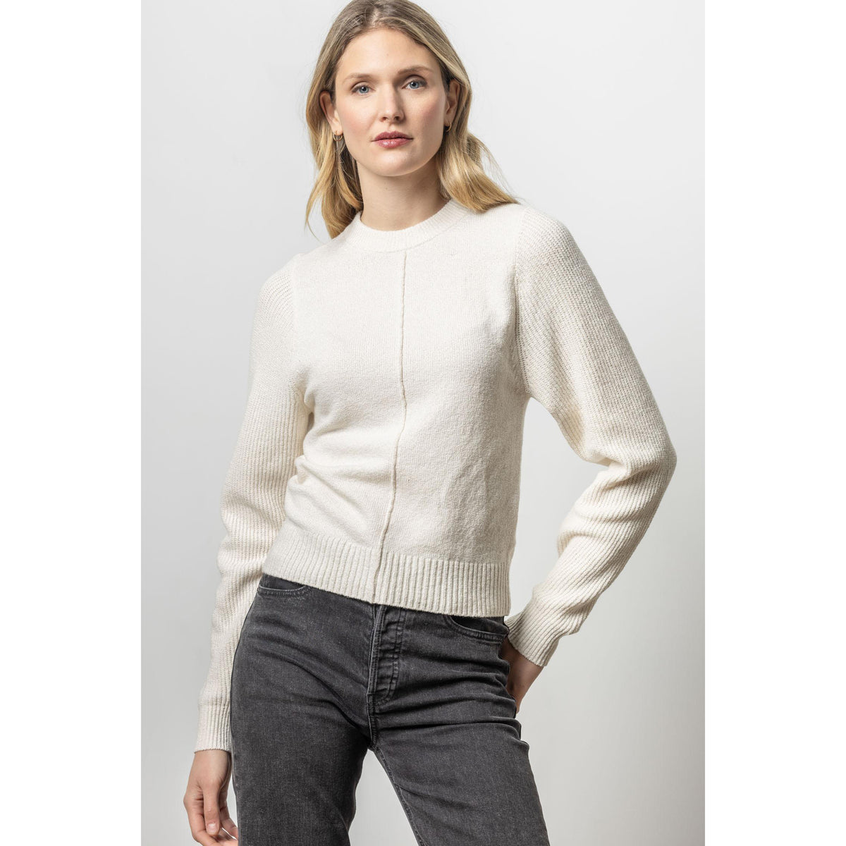 Rib Sleeve Crewneck Sweater