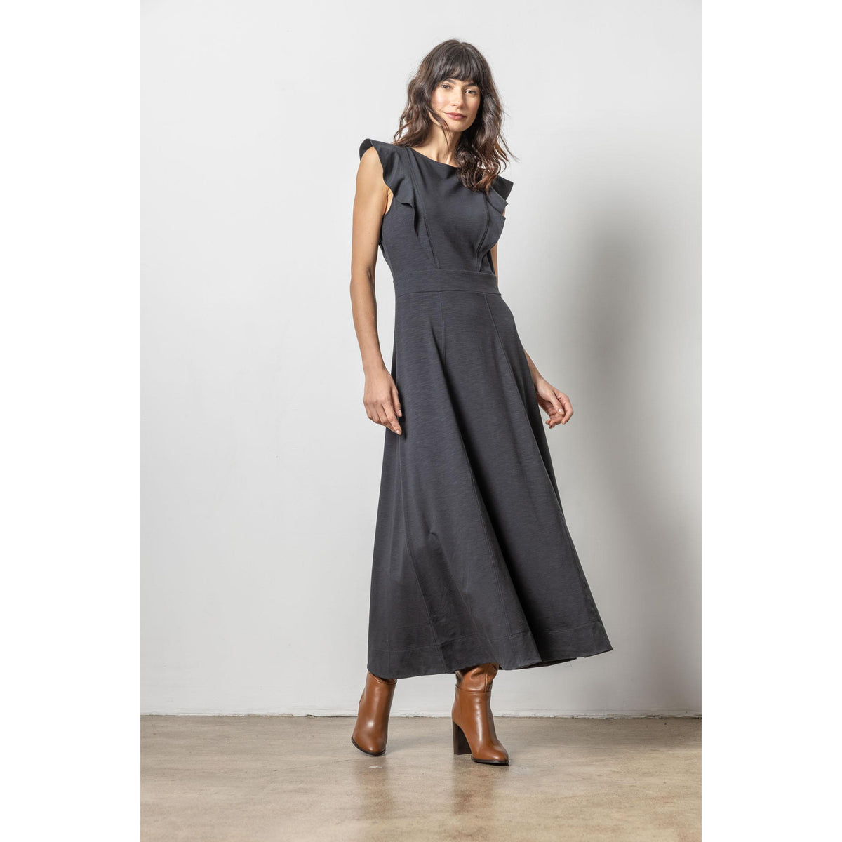 Flounce Trim Maxi Dress