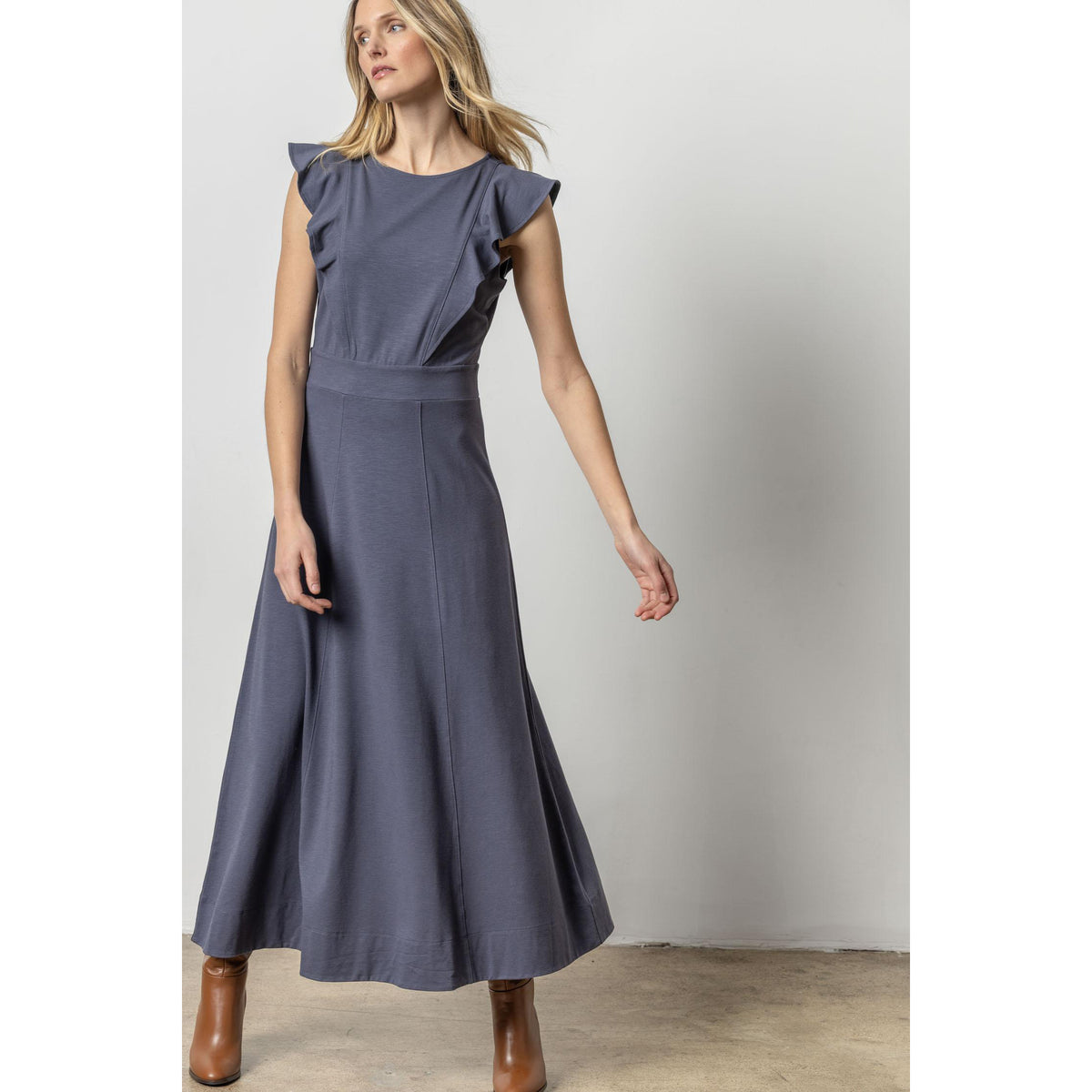 Flounce Trim Maxi Dress