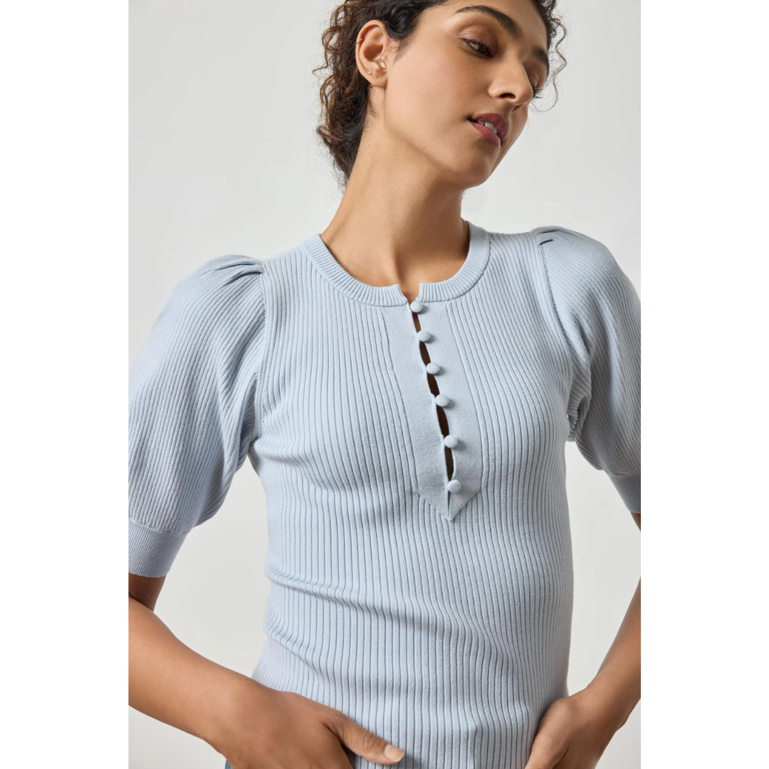 Elbow Sleeve Henley Sweater