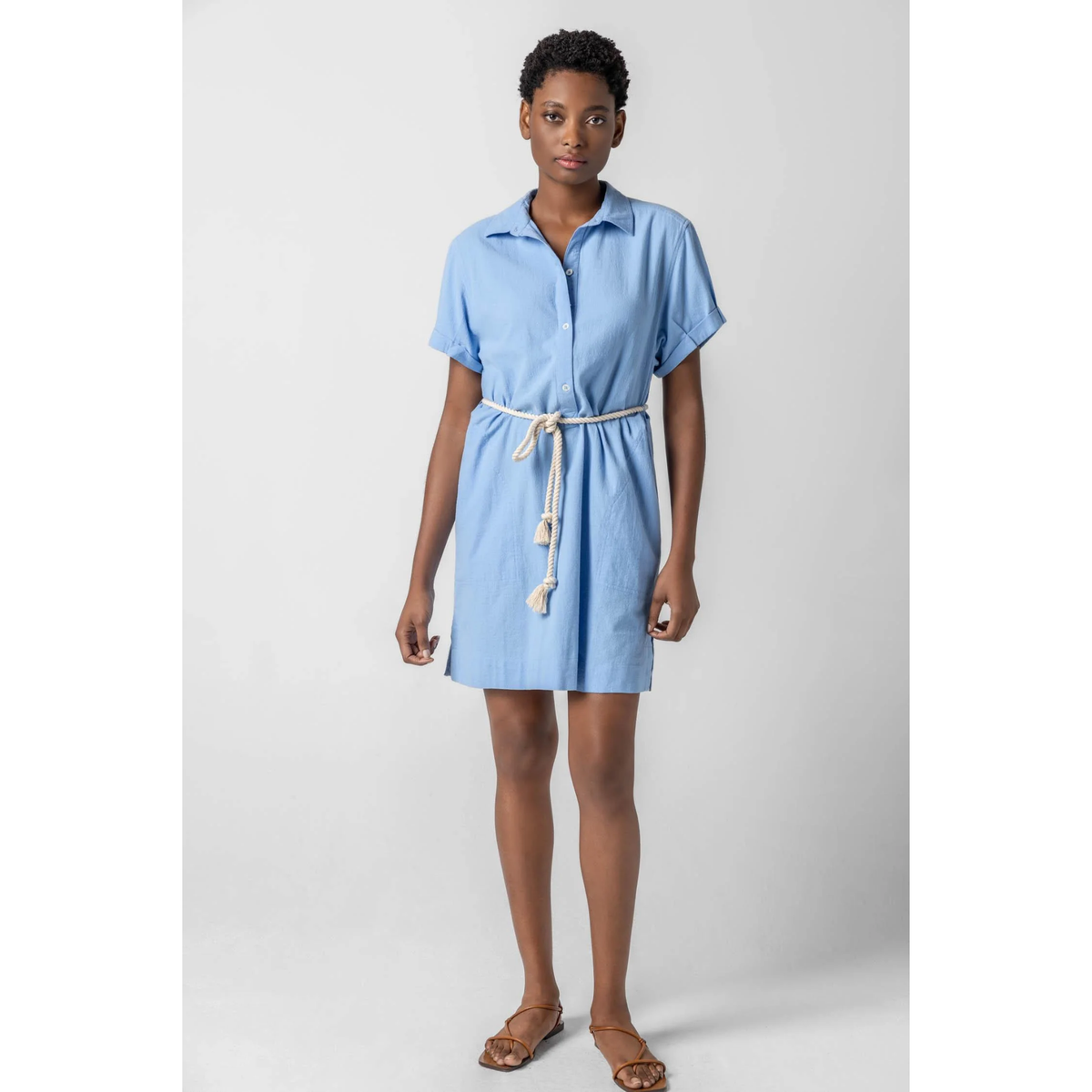 Half Placket Shirt Dress - Malibu