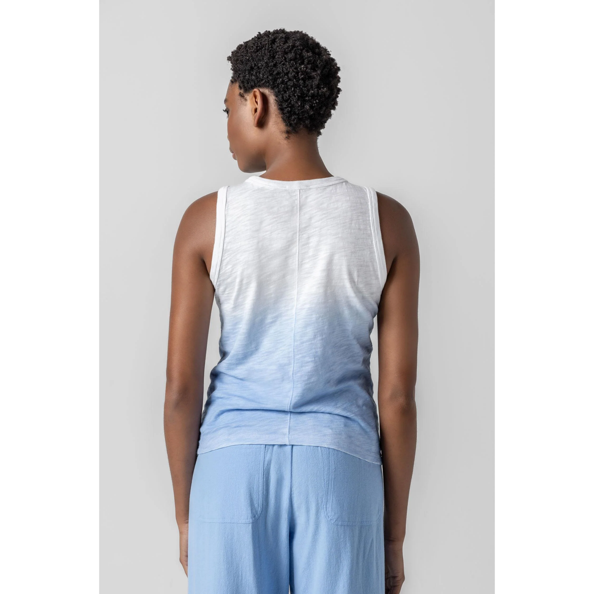 Ombre Back Seam Tank - Harbor Ombre