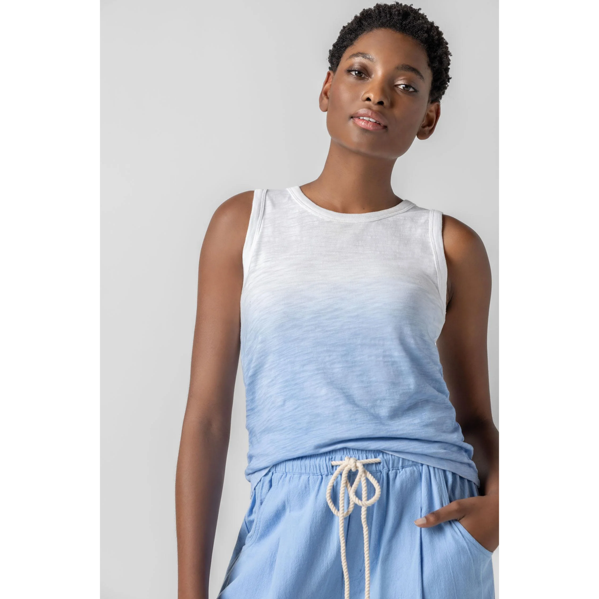 Ombre Back Seam Tank - Harbor Ombre