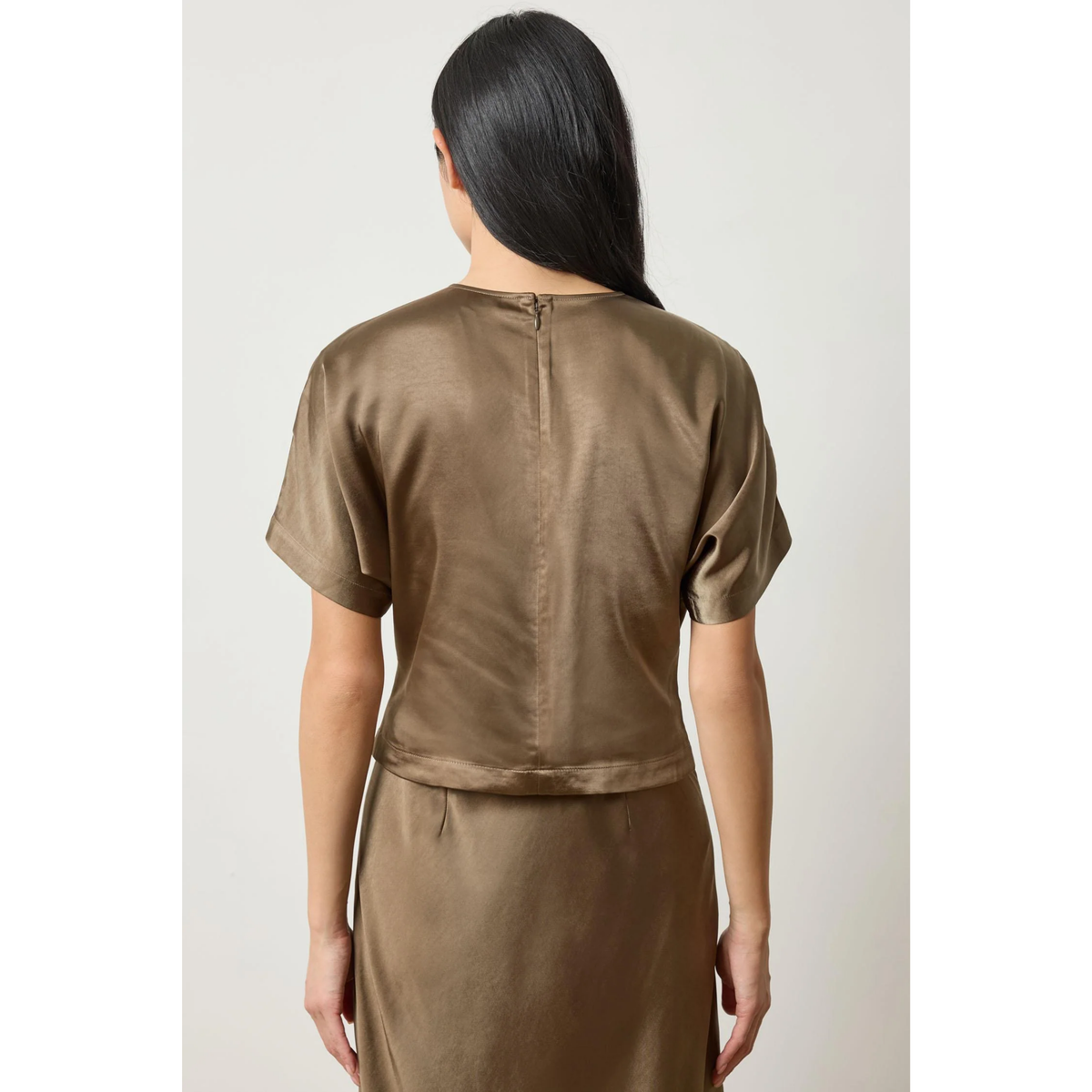 Satin Dolman Short Sleeve