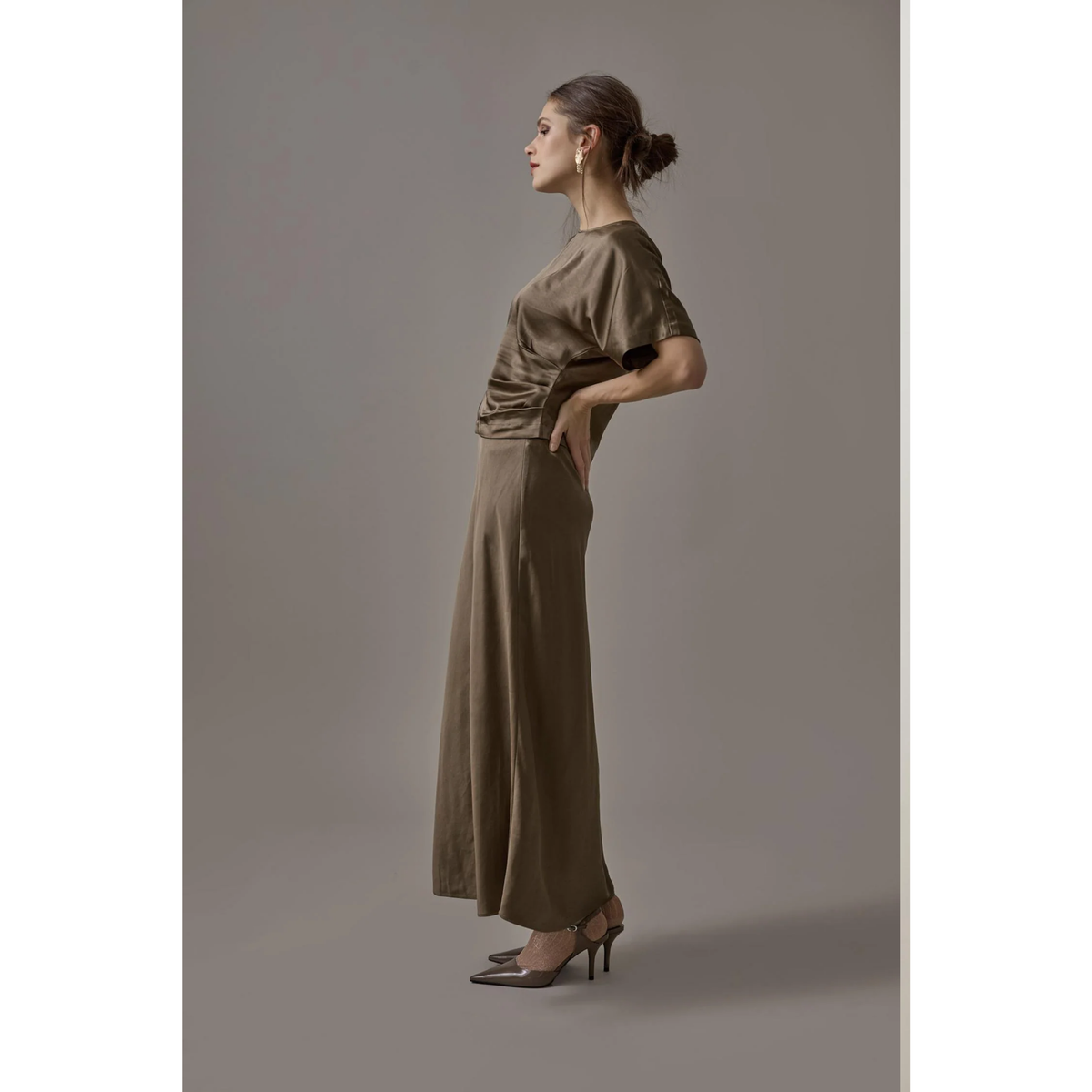 Satin Dolman Short Sleeve