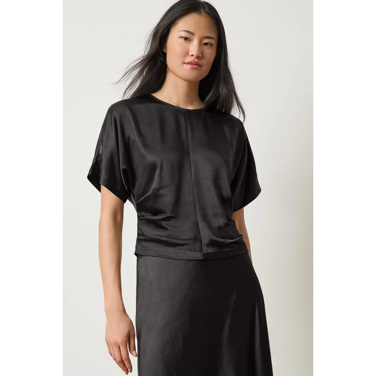 Satin Dolman Short Sleeve