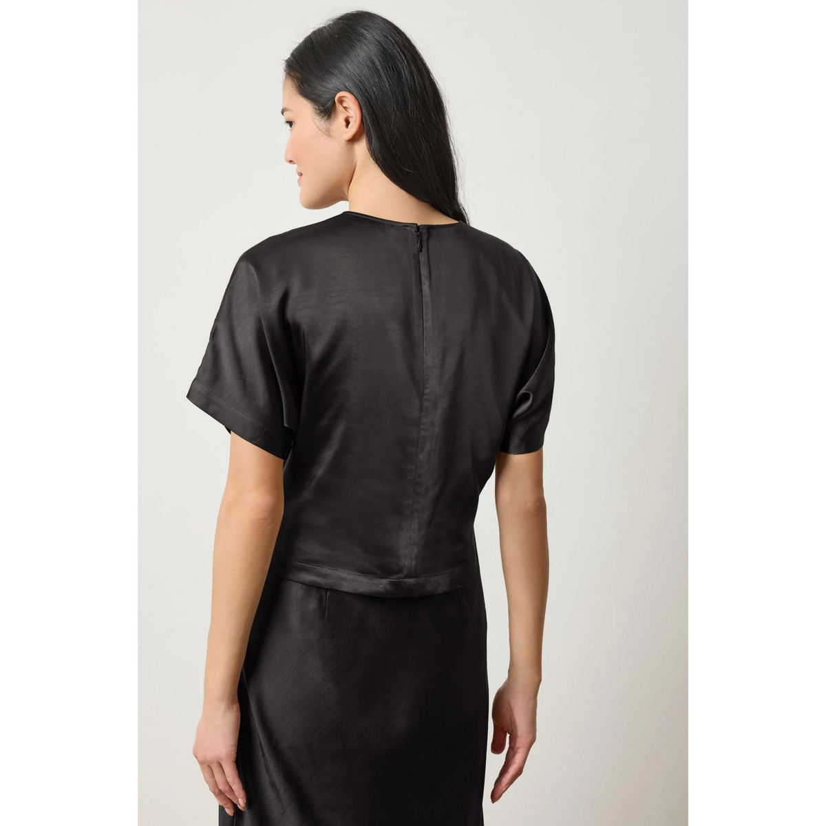 Satin Dolman Short Sleeve