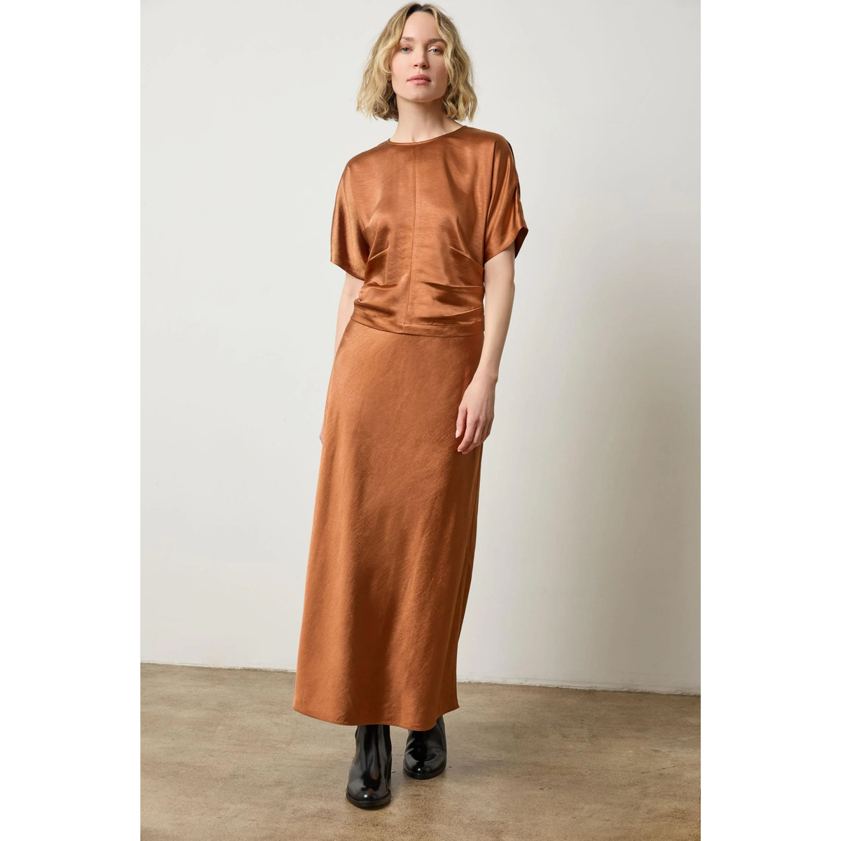 Satin Dolman Short Sleeve