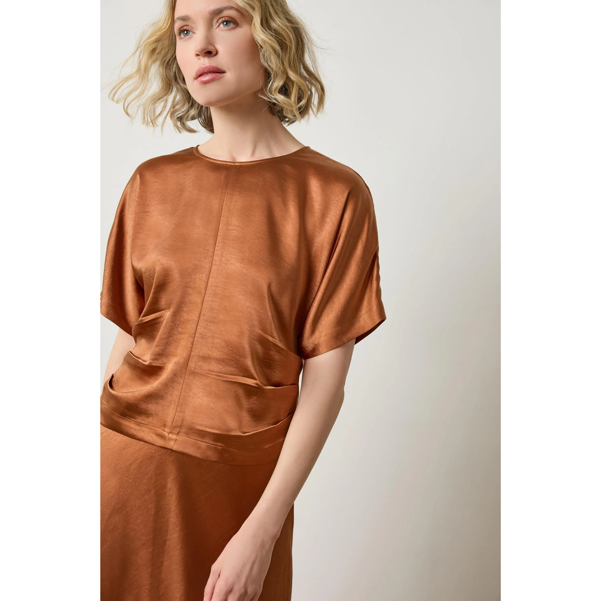 Satin Dolman Short Sleeve