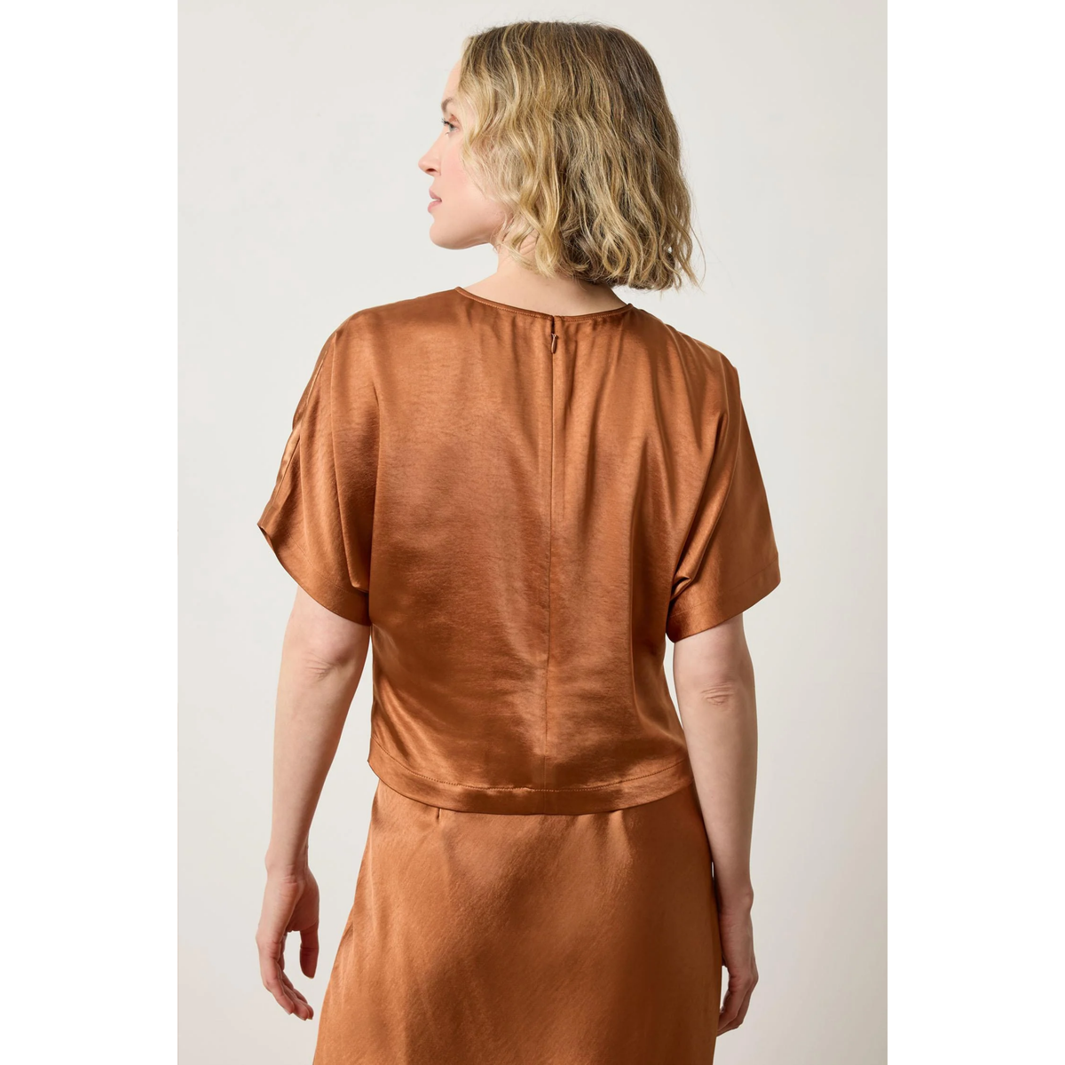 Satin Dolman Short Sleeve