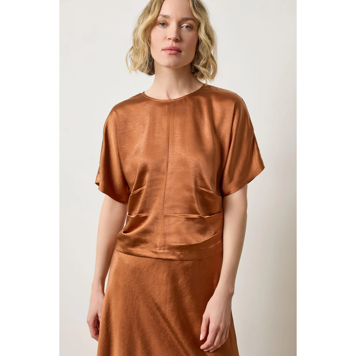 Satin Dolman Short Sleeve
