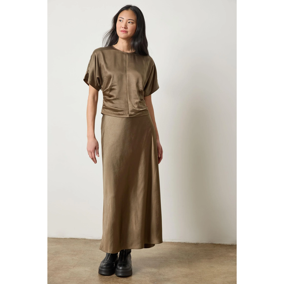 Satin Dolman Short Sleeve