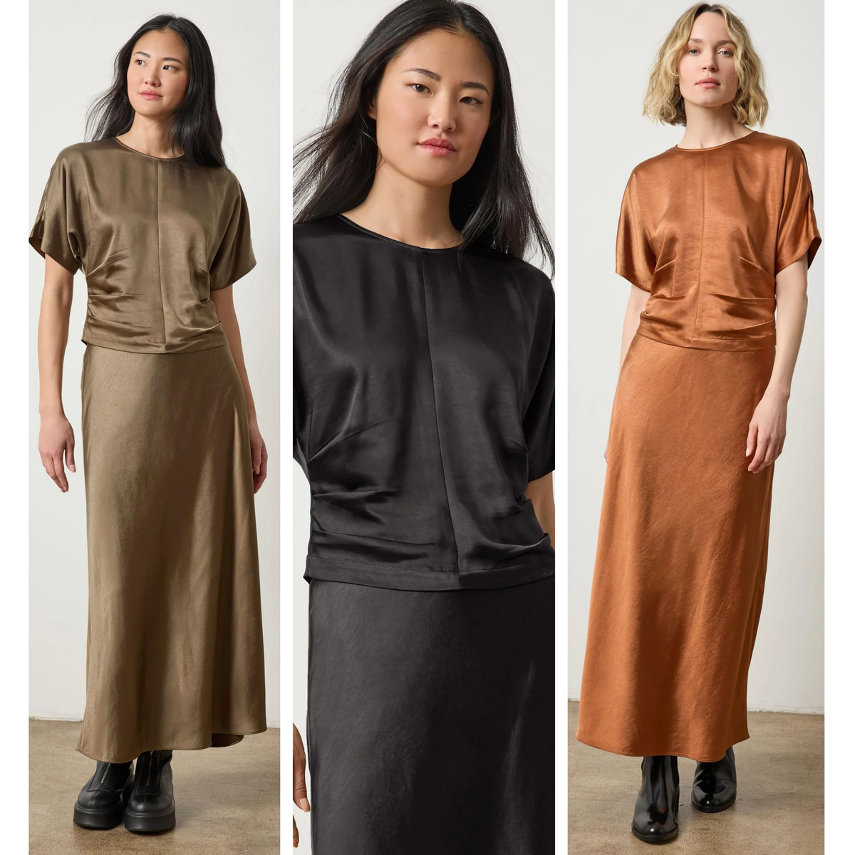 Satin Dolman Short Sleeve