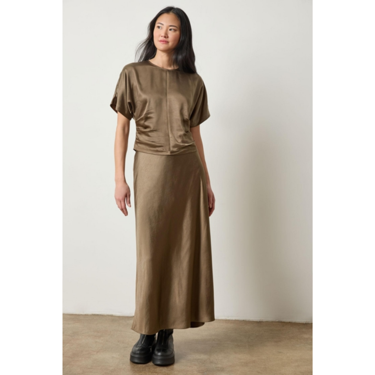 Satin Bias Maxi Skirt