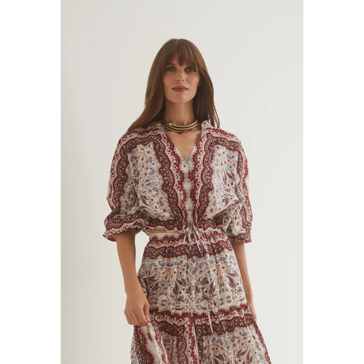 Perrin Top - Paisley Scarf Ivory