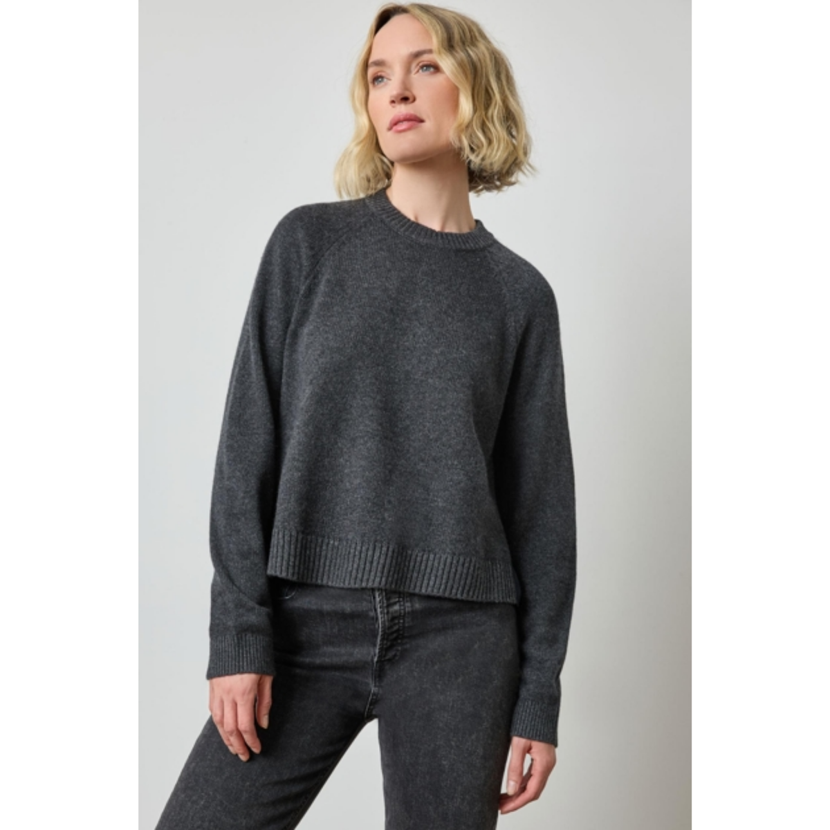 Pleat Back Raglan Sweater - Caviar