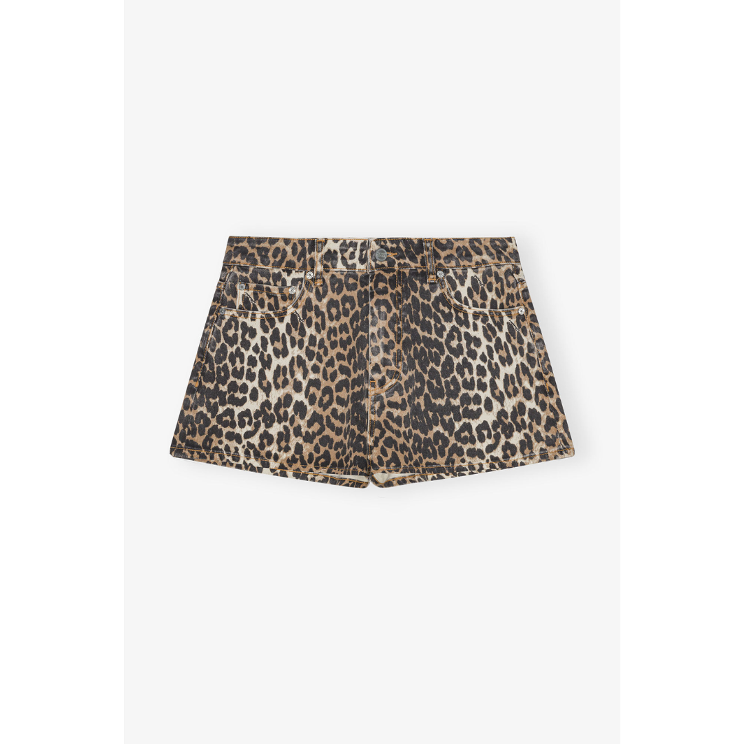 Leopard Printed Denim Shorts